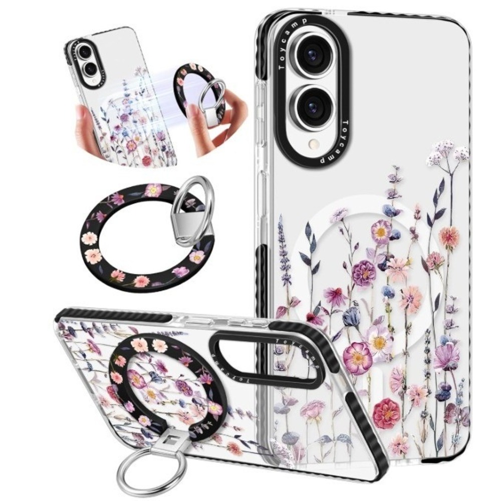 Toycamp Phone Case‎ Samsung S25 Edge 6.7 Purple Floral MagSafe Ring Stand